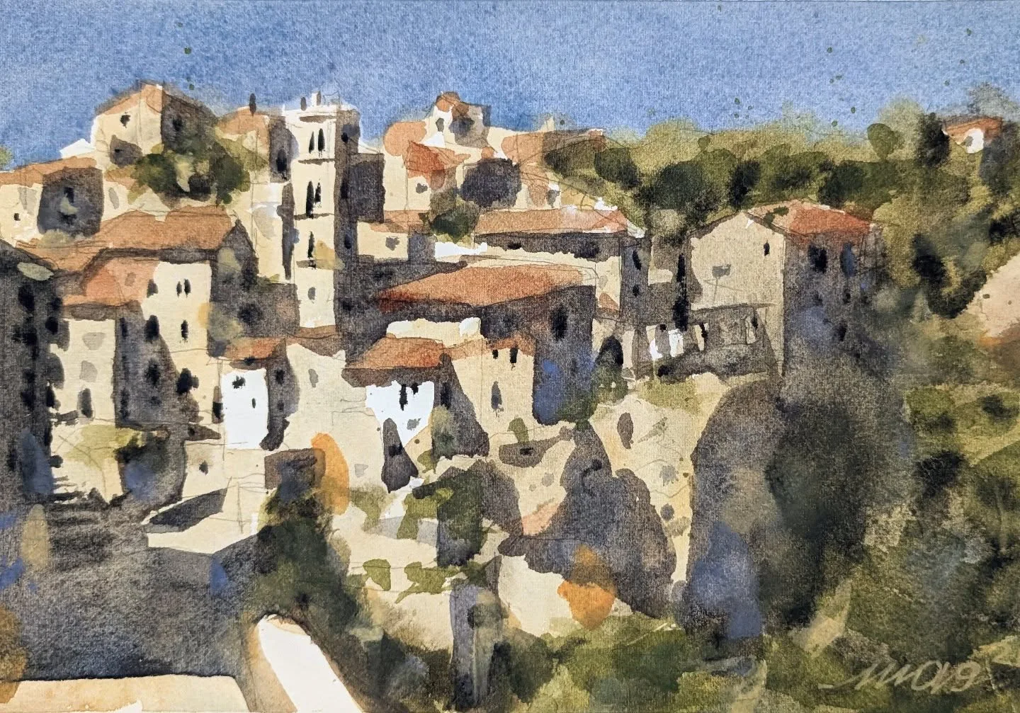 Studio ad acquerello di un paesaggio